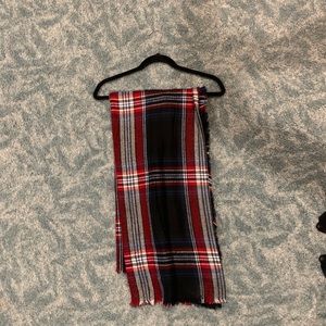 red white and navy plaid large soft blanket scarf